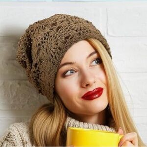 CROCHETED BEANIE | Khaki Color | Cotton | New!